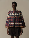 INTO THE EAST 25 Autumn/Winter Geometric Beaded Outer Jacket ITE-E1DGSS004BR23JK-HZ Reddish Brown